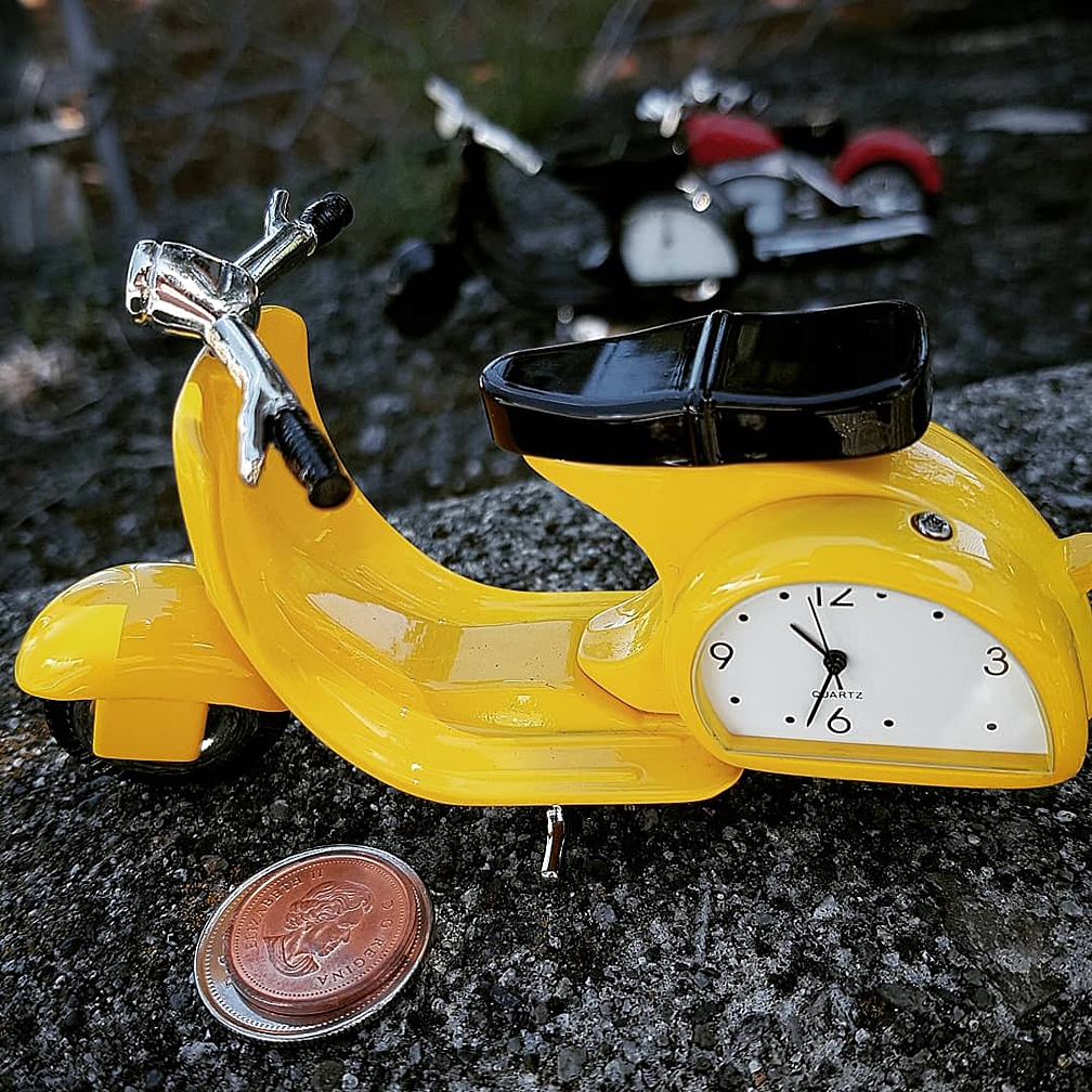 Moped Scooter Miniature Vespa Collectible Mini Clock Desktop Gift